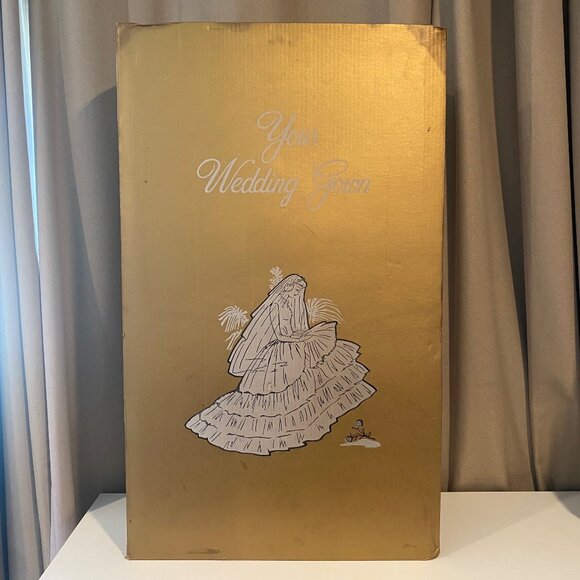 Vintage Wedding Dress Storage Box Gold Case 34"x20.5"x5.5"‎ Gown Saver - Picture 1 of 9